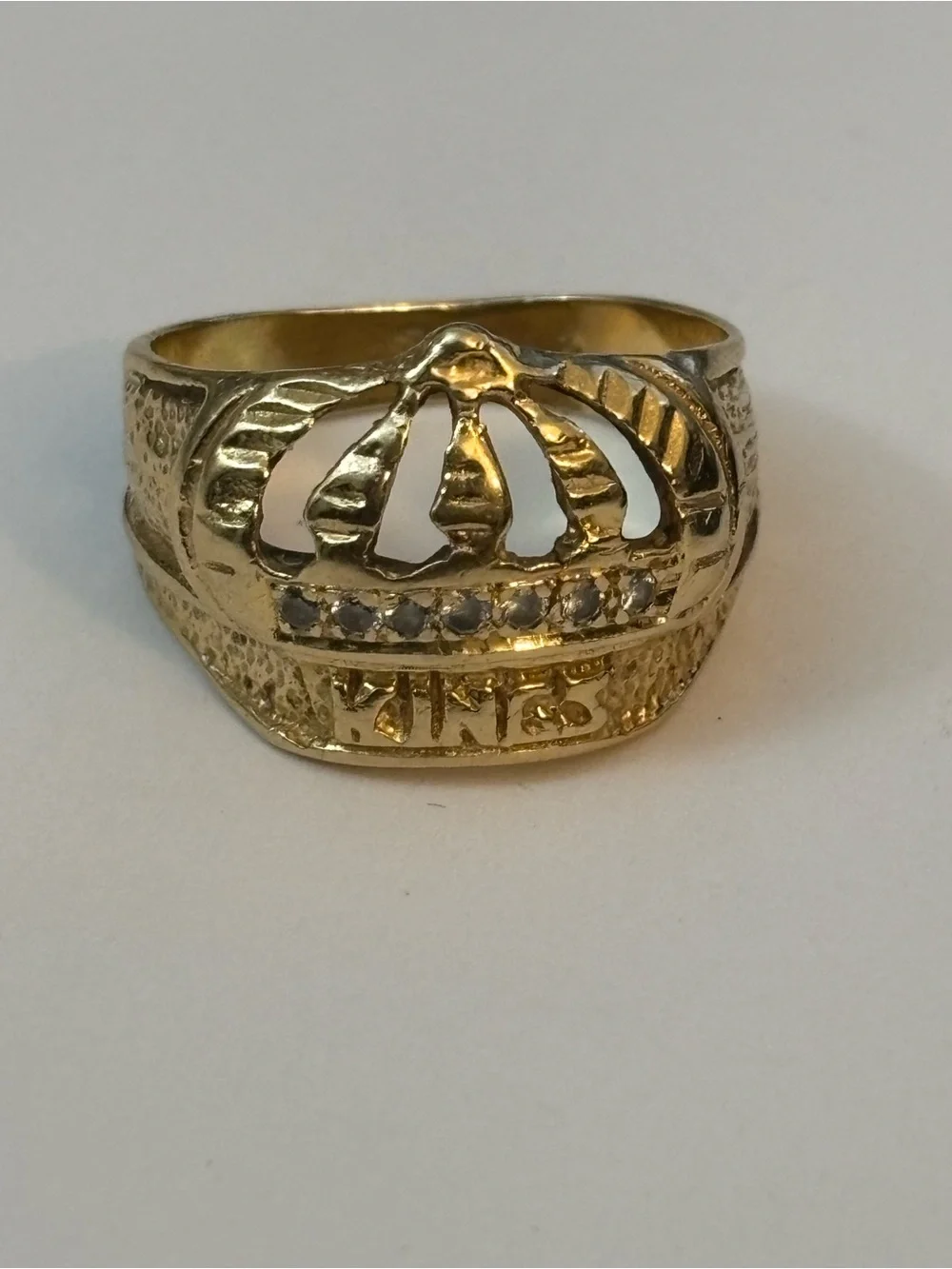 Men's 14k Yellow Solid Gold Kings Crown Diamond Ring